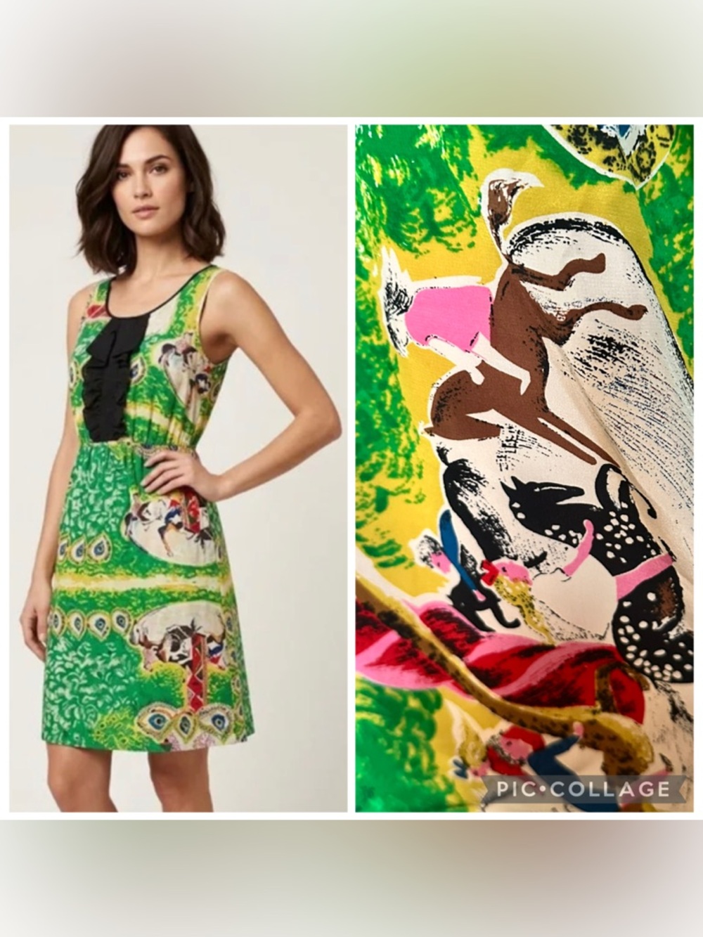 Anthropologie Moulinette Soeurs carousel and horse silk dress size 6
